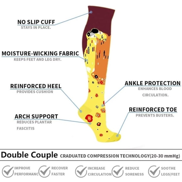 Unbranded L/XL Compression Socks, Art Themed 3 pairs, M8-12 W9-13 New! P0139 - Picture 3 of 3